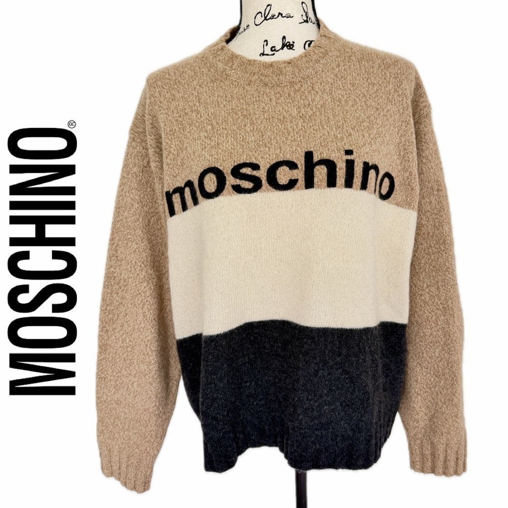 VTG‎ Moschino Sweater Alpaca Wool Blend Sz M Made in Italy Oatmeal Granola Core